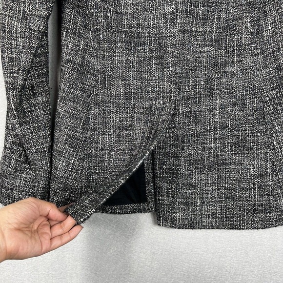 Theory Oversized Blazer Jacket Size 0 Black/Gray tweed Single Breast Office - Picture 13 of 13